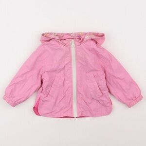 Zara Pink Hooded Windbreaker Raincoat with Floral Hood Lining size 18-24m